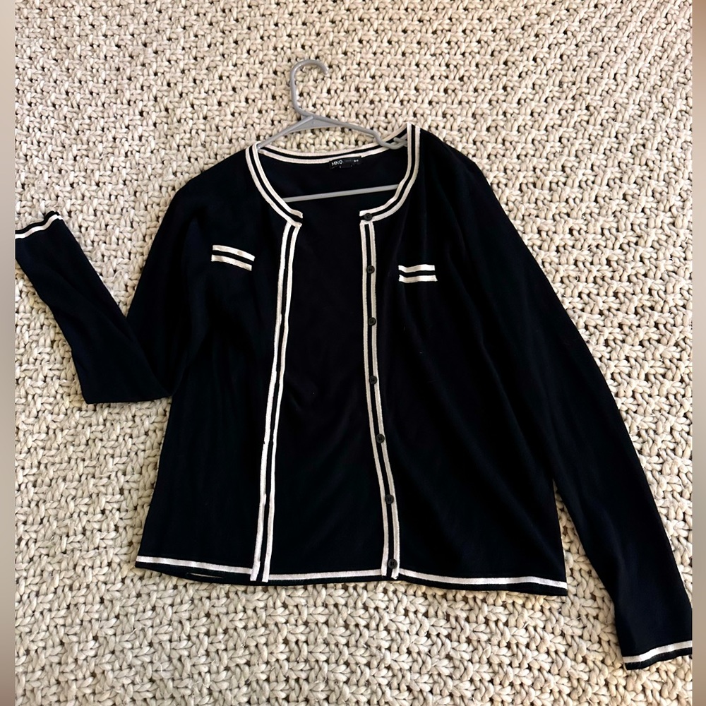 MNG black and white cardigan
